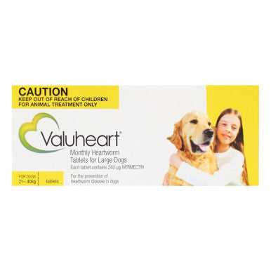 Valuheart for Large Dogs 21-40kg Yellow - 6 Tablets