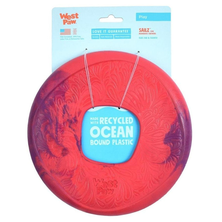 West Paw Seaflex Recycled Plastic Flyer Dog Toy - Sailz - Hibiscus