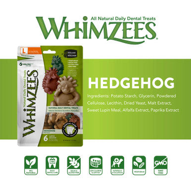 Whimzees Hedgehog Large Dog Dental Treats 6 Pack