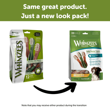 Whimzees Toothbrush Medium Dental Dog Treats 12 Pack