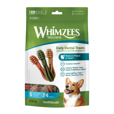 Whimzees Toothbrush Small Dental Dog Treats 24 Pack