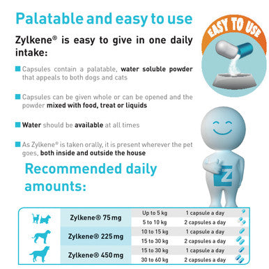 Zylkene Calming Supplement Dogs 15-60kg - 30 Capsules 450mg