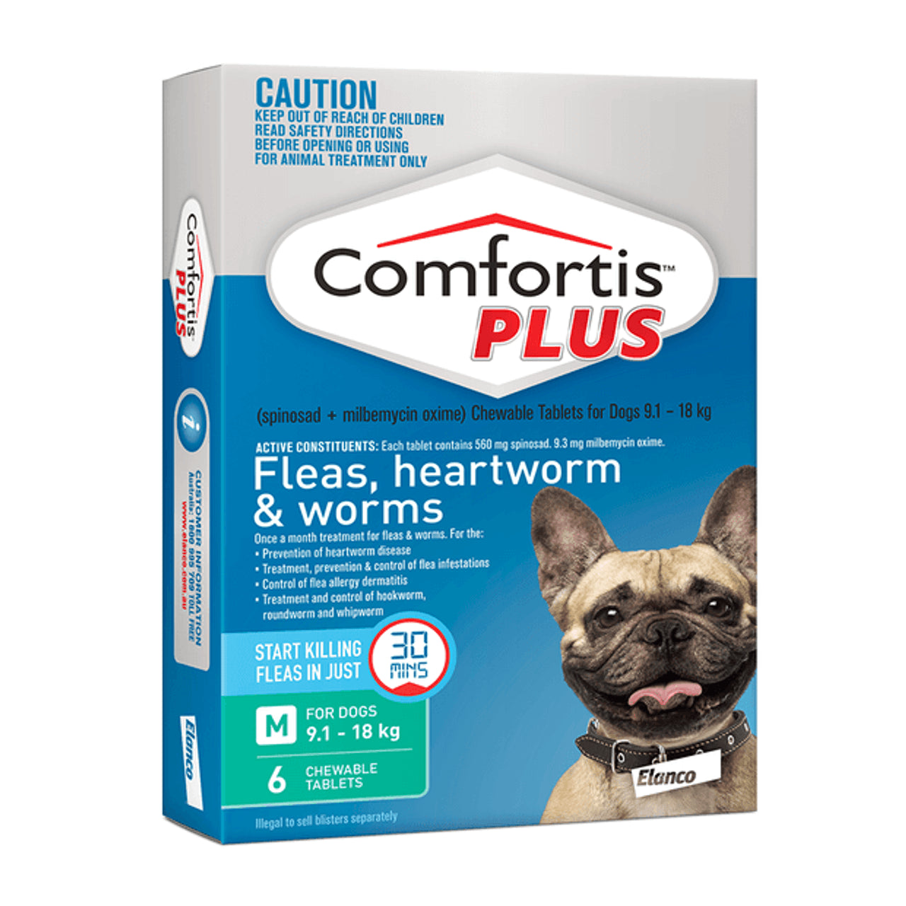 Comfortis PLUS for Dogs 9-18 kg - Green 6 Pack