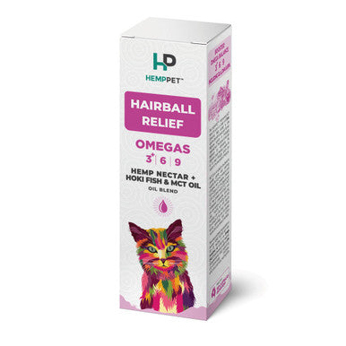 HempPet Hairball Relief - Hemp Nectar Oil, Hoki Fish & MCT Oil for Cats 100ml
