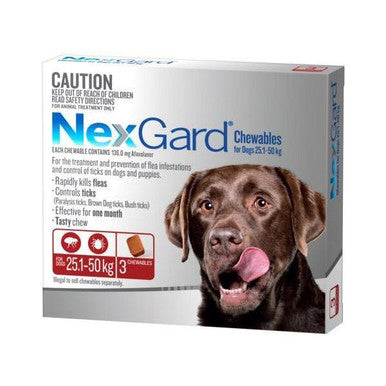 NexGard For Large Dogs Red 25.1-50kg - 3 Pack
