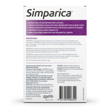 Simparica For Small Dogs & Puppies 2.6-5kg - 3 Chews