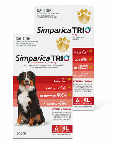 Simparica TRIO for Dogs 40.1-60 kg - 12 Chews Red
