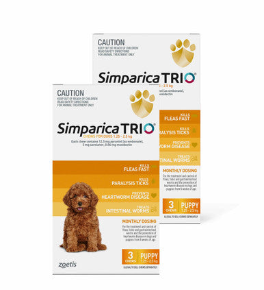 Simparica TRIO for Puppies 1.3-2.5 kg - 6 Chews Yellow