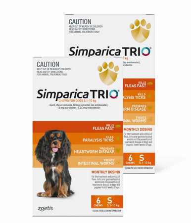 Simparica TRIO for Dogs 5.1-10 kg - 12 Chews Orange